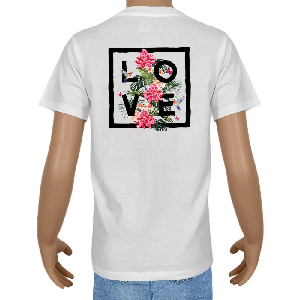 Kid’s T-shirt – Cotton – Plain – White – Flowers