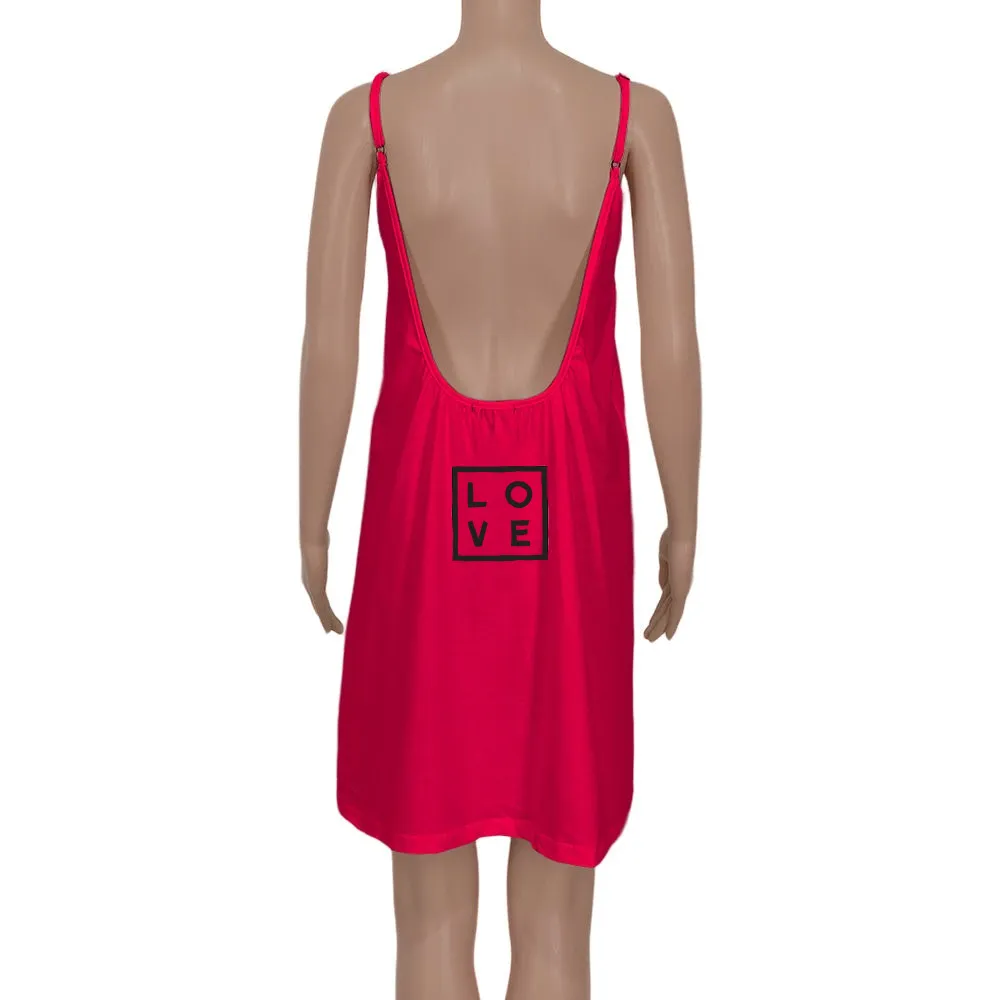 Dress Calia – Cherry red - Logo Classic print